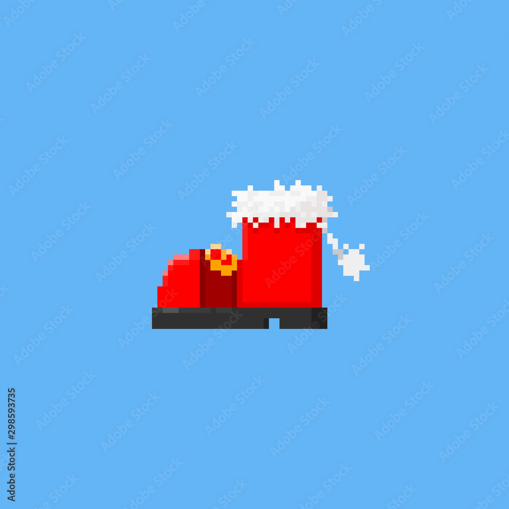 Pixel santa claus boot.Christmas.8bit. Pixel santa claus boot.Christmas.8bit.