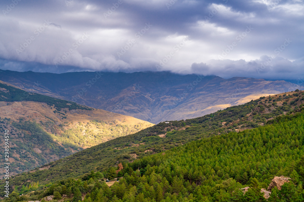 high mountain cloudy landscape in Sierra Nevada