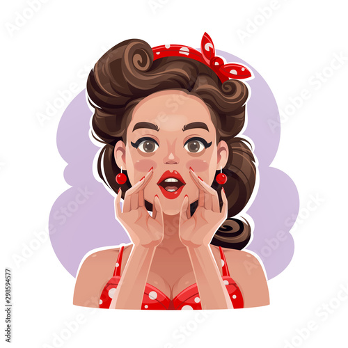 Pin-Up Girl Telling a Secret