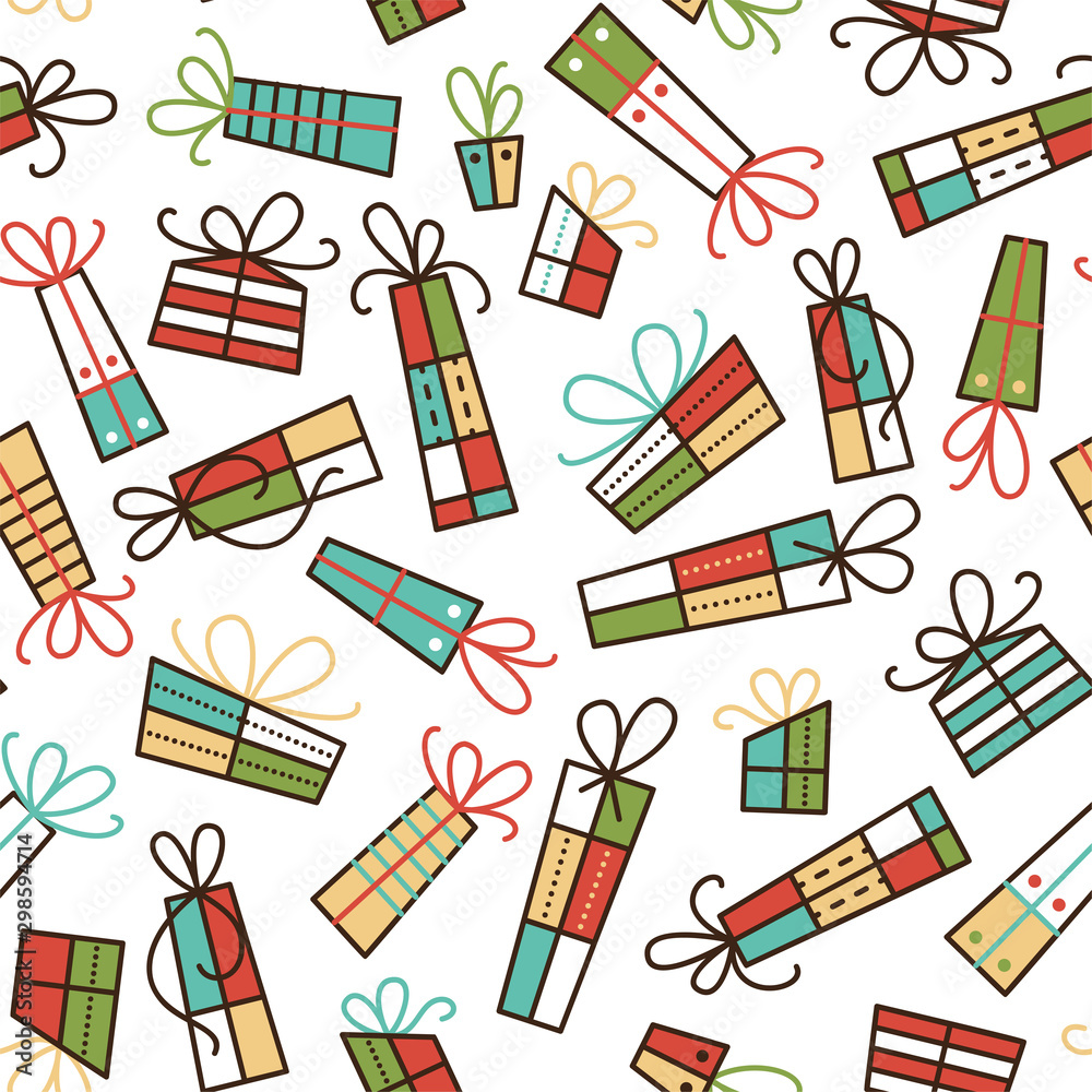 Presents color vector seamless pattern