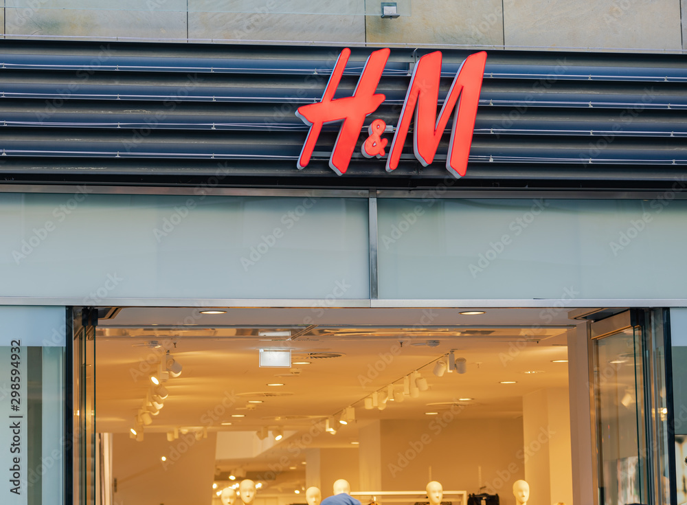Nuremberg, Germany - October, 2019: View of the sign for a H&M (Hennes and  Mauritz) clothing store in Nuremberg city center, H&M is a Swedish fast  fashion retailer Stock Photo | Adobe Stock