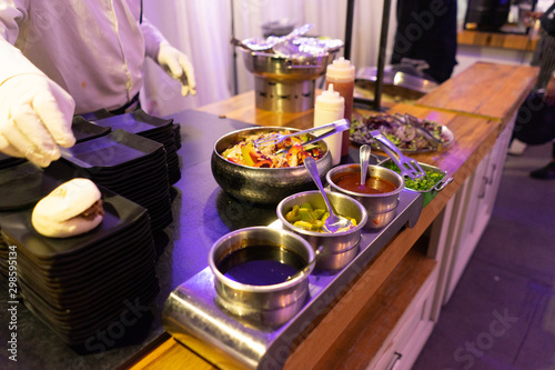 Table served with various dishes and appetizers