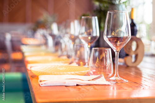 Sharp realistic photo of glass in restaurant