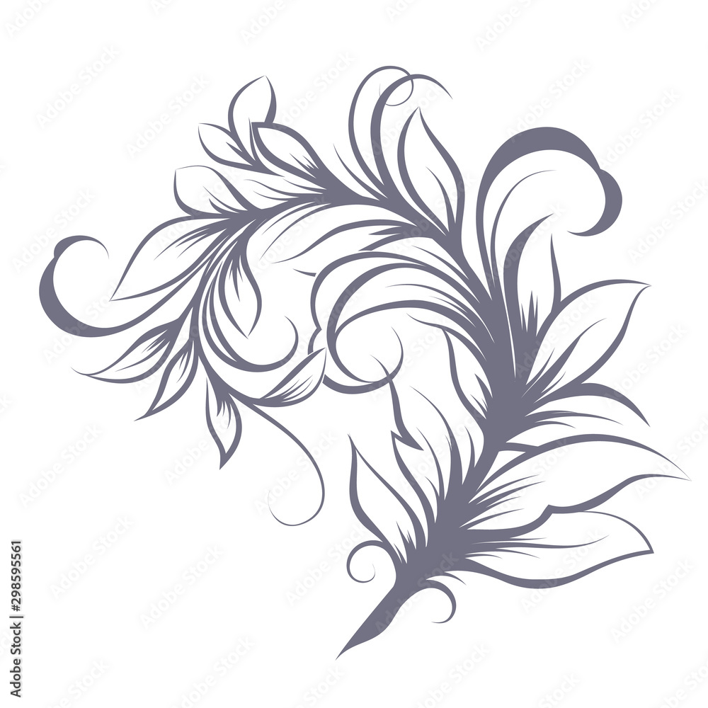 ornament with curls, leaves, pattern on a white background ornament with curls, leaves, pattern on a white background