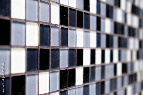 Mosaic Background of Black  White And Gray Ceramic squareTiles