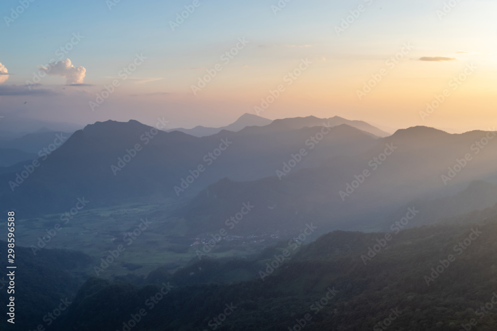 phu chee dow mountain (phu chee dao/phu chi dao) , Beautiful landscape sunrise mountain in Chiang rai , Northern of Thailand.