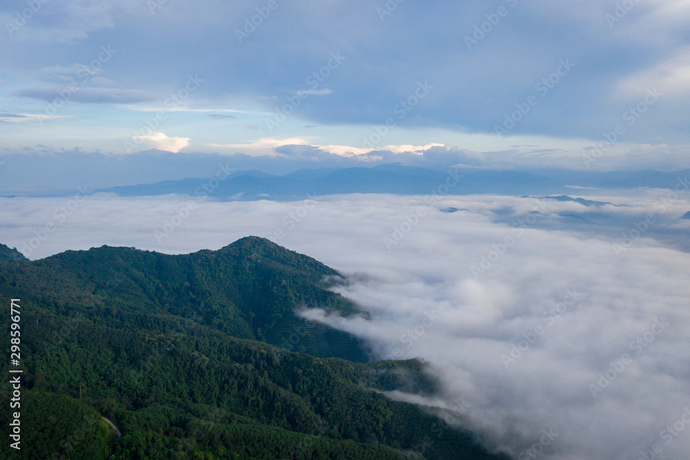 Fototapeta premium Landscape of Morning Mist with Mountain Layer.