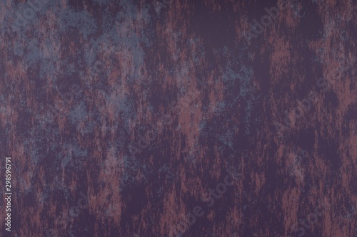 Photo studio portrait background. Painted scratch texture dark blue, red, purple, rust. 3D rendering