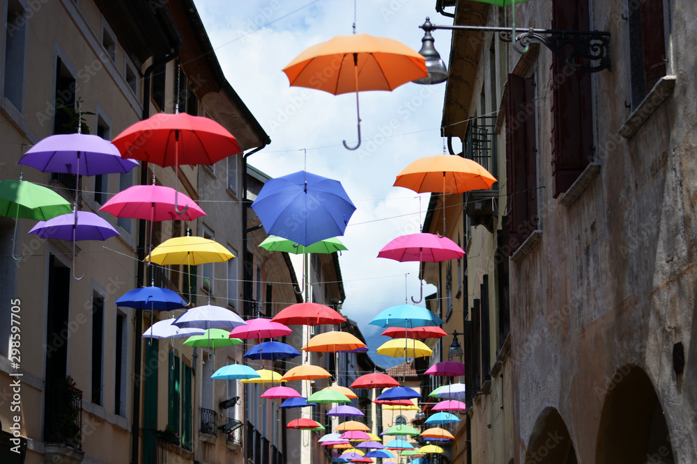 colorful umbrellas in the streets