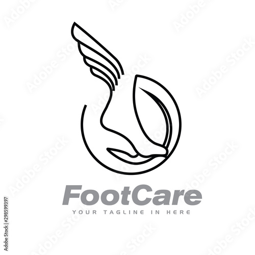 circle Nature wing foot care logo design inspiration
