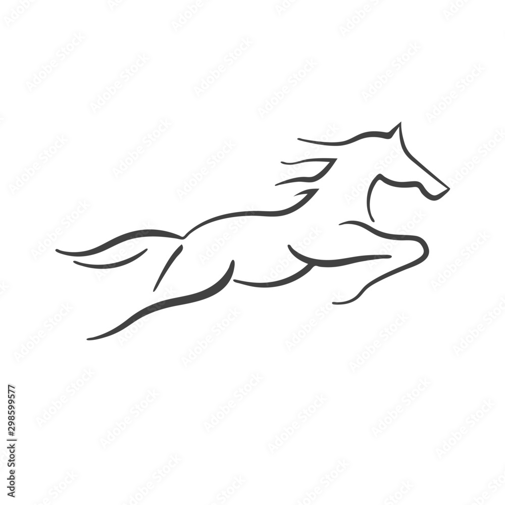 Running fast jump horse line art logo design inspiration Stock Vector |  Adobe Stock