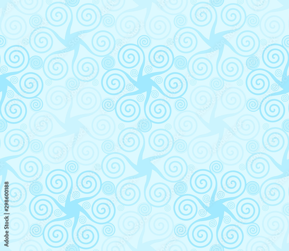 Mosaic from blue snowflakes. Frosted glass. Wrapping paper. Seamless pattern.