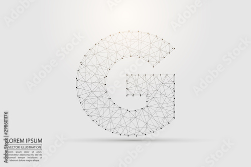 English letters abstract font consists 3d of triangles, lines, dots and connections. Vector illustration EPS 10.