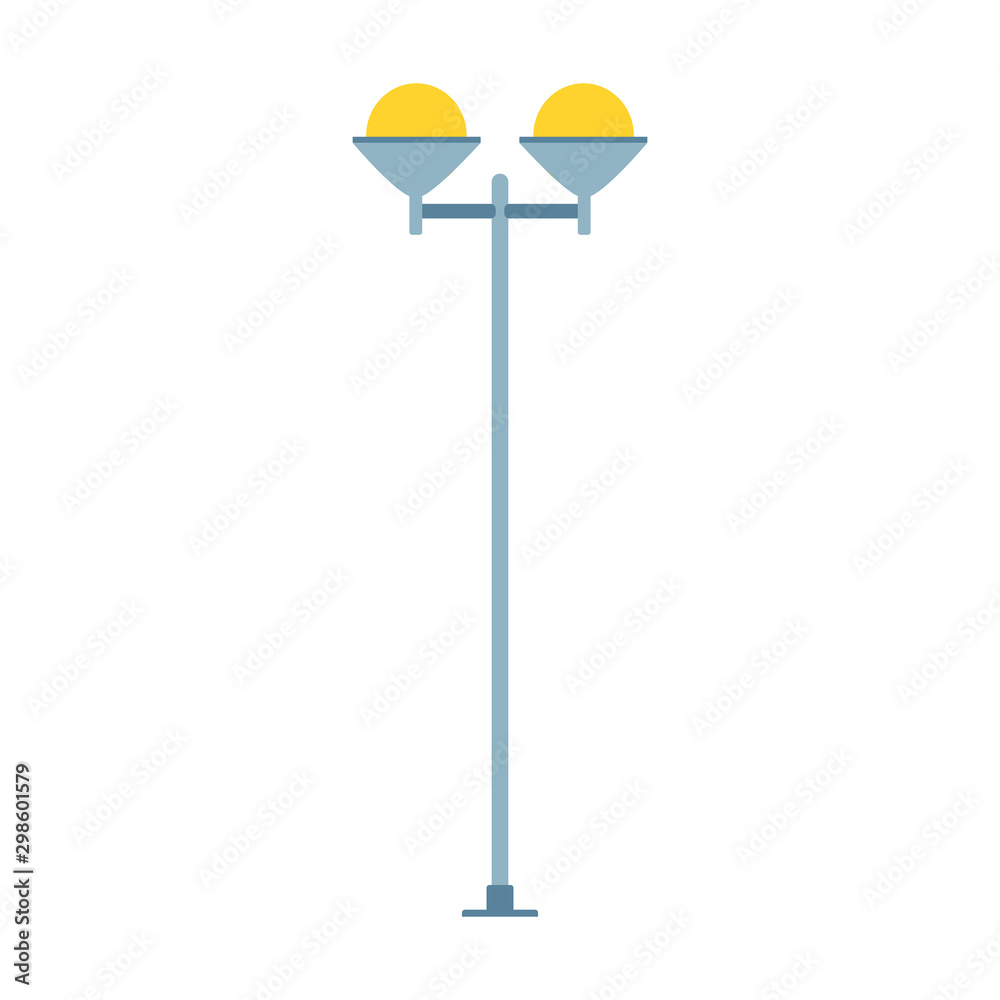 Street light vector icon design isolated white. Lamp lantern city silhouette urban. Classic vintage outdoor flat post Street light vector icon design isolated white. Lamp lantern city silhouette urban. Classic vintage outdoor flat post