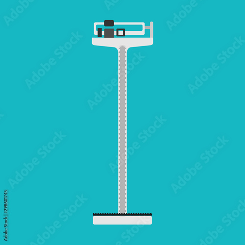 Physician scale vector icon care. Doctor medical diet active exercise fit. Cartoon hospital equipment weight measurement