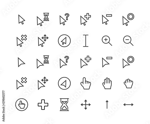 Cursor outline icon set. Vector and Illustration.