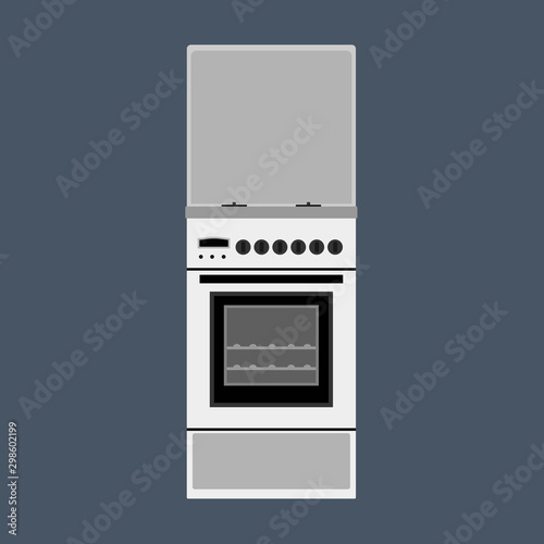 Oven vector illustration appliance cooking kitchen. Icon stove equipment domestic food. Kitchenware chef power machine