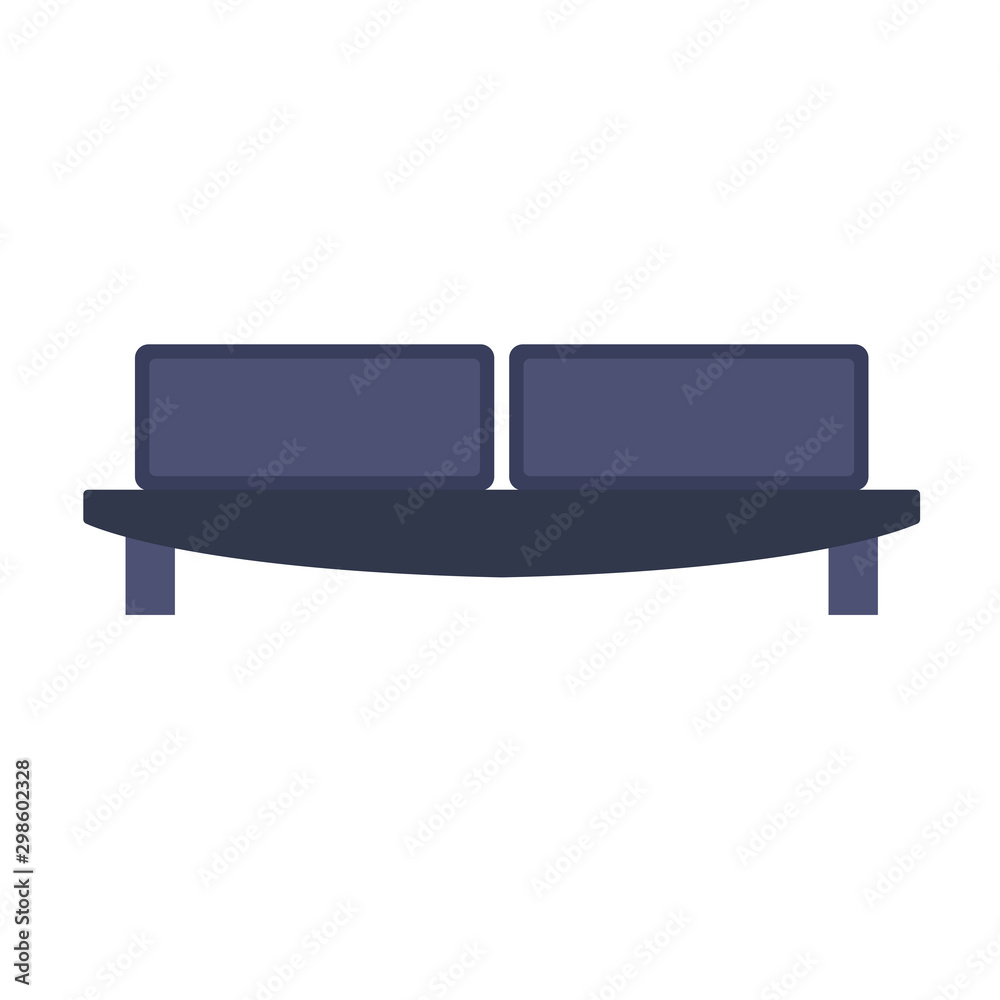 Sofa furniture vector icon front view illustration design. Living room interior seat element. Flat divan house cozy Sofa furniture vector icon front view illustration design. Living room interior seat element. Flat divan house cozy