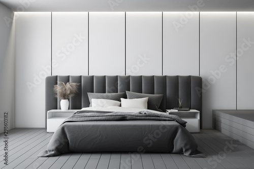 White panel luxury master bedroom interior photo