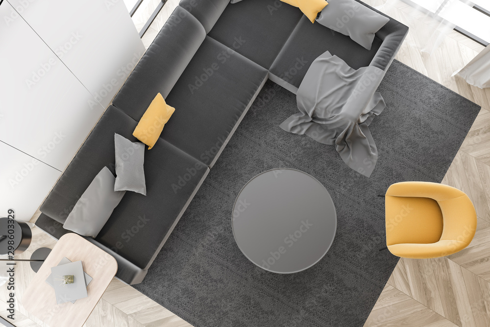 Top view of white living room interior Stock Photo | Adobe Stock