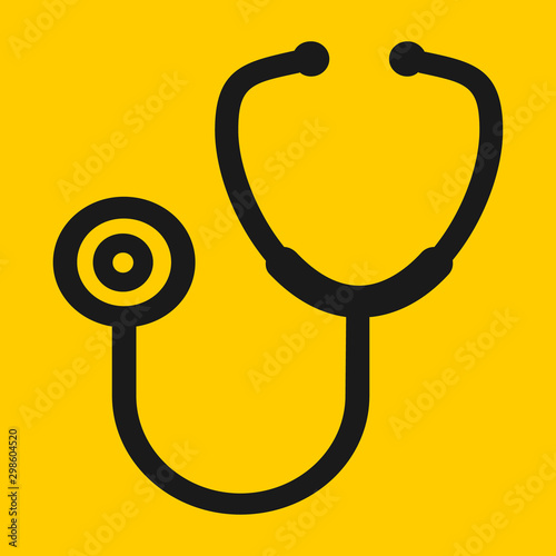 Stethoscope flat diagnostic icon vector. Doctor item, hospital pictogram isolated on background