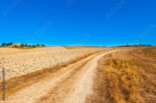 Tuscany landscape after harvest