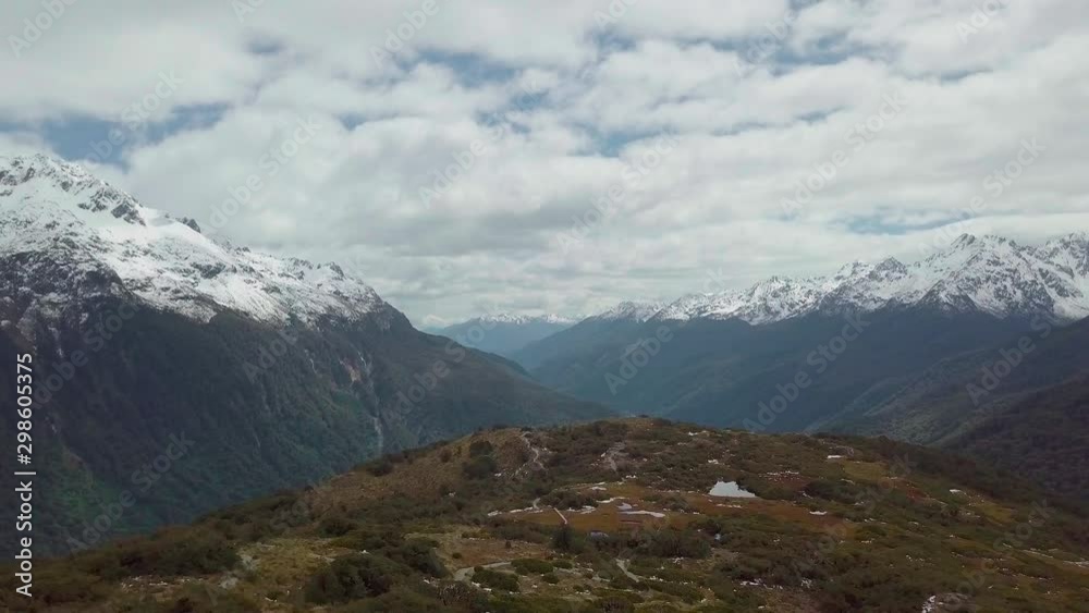 Aerial view of mountains in New Zealand National Park Aerial view of mountains in New Zealand National Park