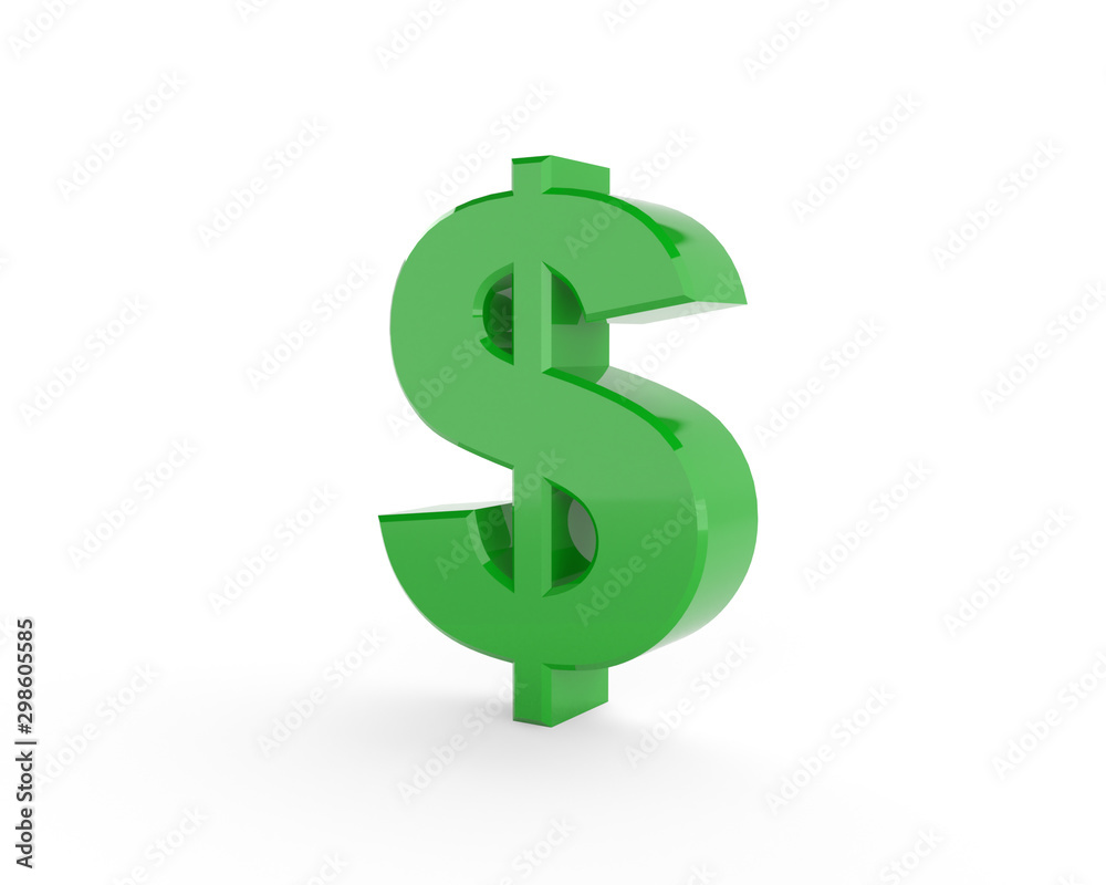 3D generated dollar sign with green color isolated on white background. 3D generated dollar sign with green color isolated on white background.