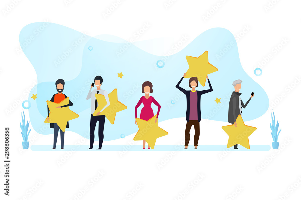 Customer review rating vector feedback banner. Top business clent women and men concept. Best good star success. Survey character evaluation experience vote online. Quality five like appreciation Customer review rating vector feedback banner. Top business clent women and men concept. Best good star success. Survey character evaluation experience vote online. Quality five like appreciation