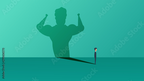 Business ambition leader man vector illustration concept. Superman cape challenge leadership. Super shadow businessman success achievement. Career progress person goal. Motivation vision solution