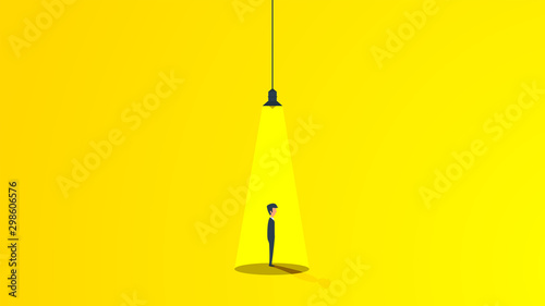 Talent businessman vector concept illustration. Career employee person job worker find. Search spotlight success man candidate. Recruit office leader hiring. Vacancy company choose unique interview