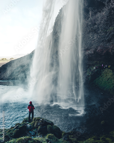 Waterfall in Iceland on a cloudy day