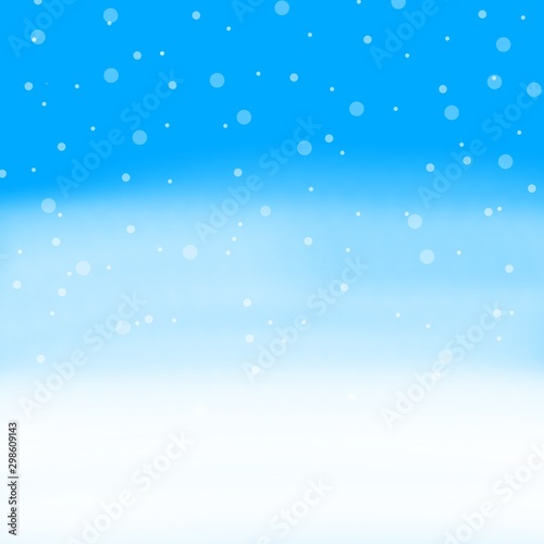 Illustration​ of​ snow falling on​ white​ and​ blue​ background.​ Merry  Christmas and​ Happy​ New​ Year​ concept.​ © waridsara