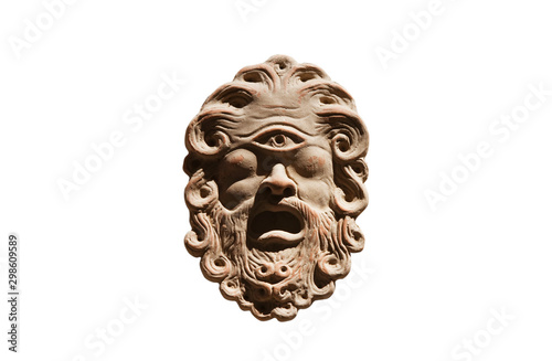 Maschera di Polifemo su fondo bianco mitologia photo