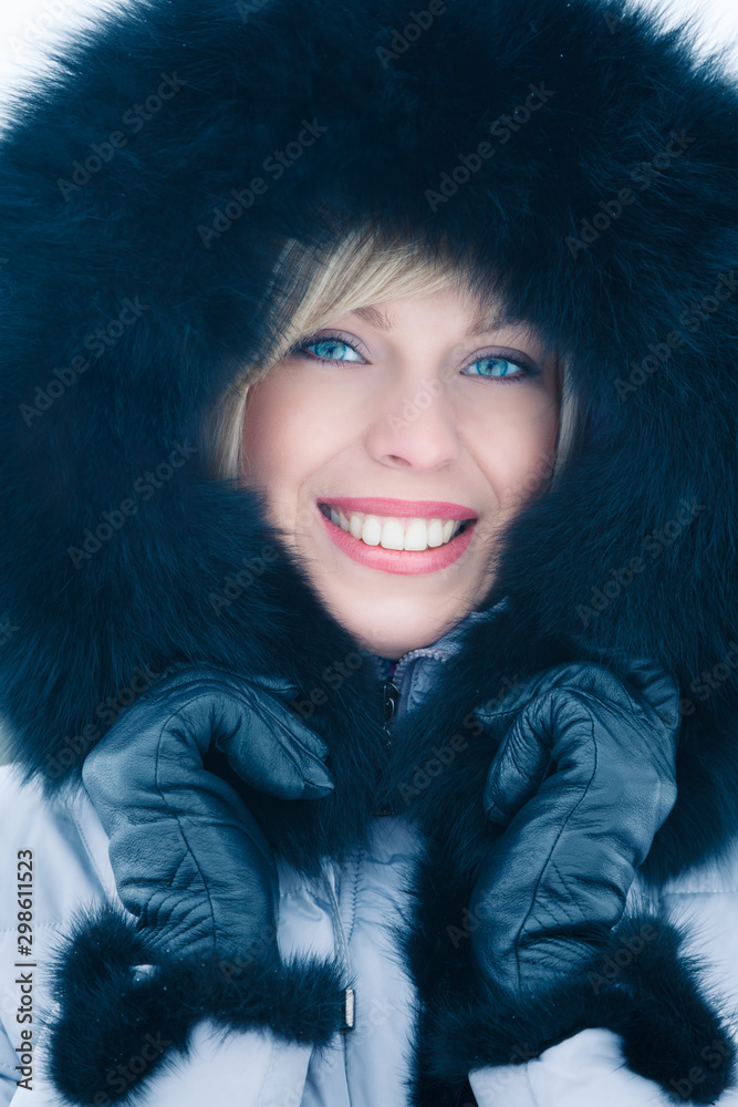 Winter portrait of a beautiful blond woman Winter portrait of a beautiful blond woman