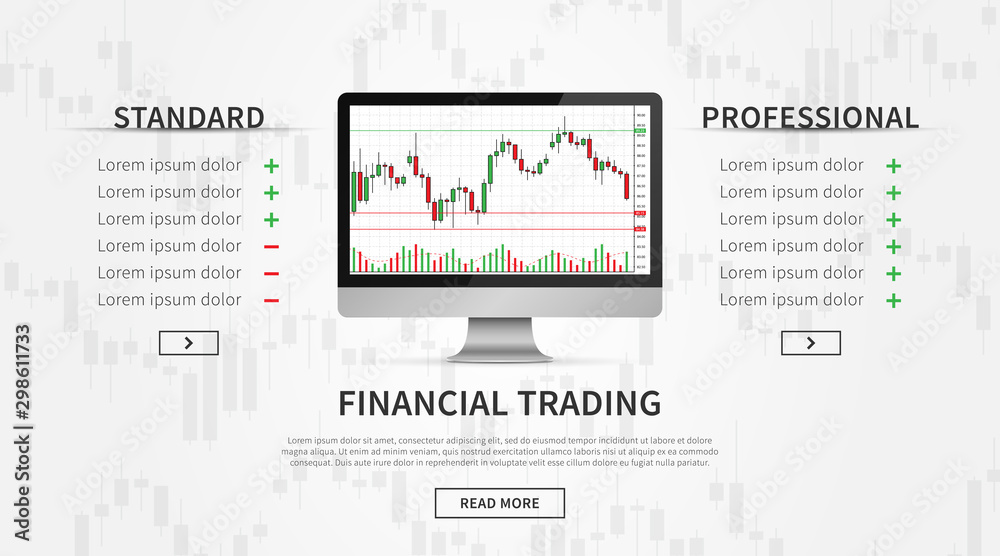Desktop with forex trade chart vector illustration. Web banner for online trading creative concept. Computer interface with candlestick chart graphic design. Desktop with forex trade chart vector illustration. Web banner for online trading creative concept. Computer interface with candlestick chart graphic design.