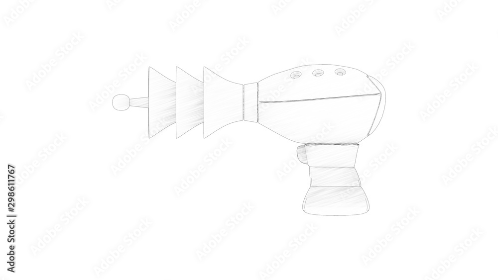 3d rendering of an alien laser gun isolated on white background 3d rendering of an alien laser gun isolated on white background