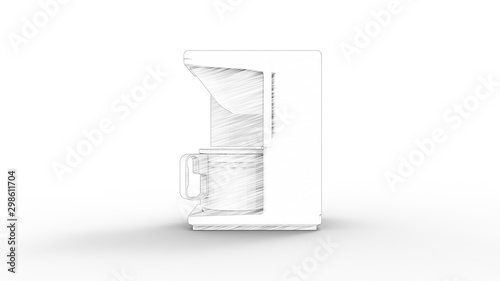 3d rendering of a filter coffee maker isolated in white studio background