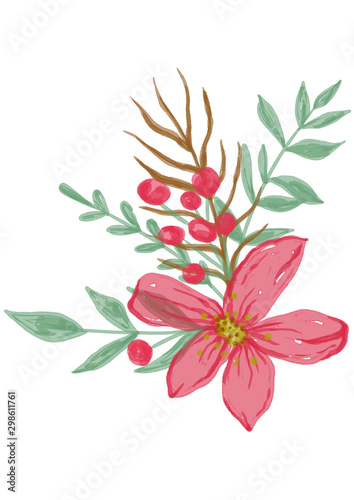 Fototapeta Naklejka Na Ścianę i Meble -  digital watercolor flowers illustrations 