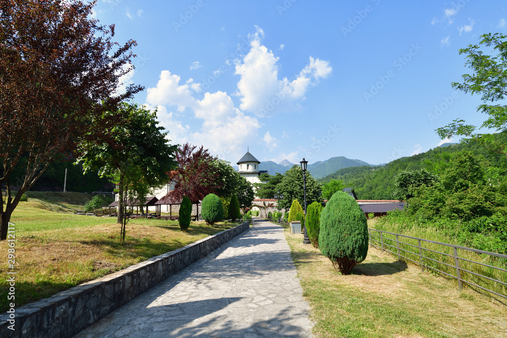 Road to Church of Assumption of Mother of God of Monastery of Moraca Montenegro Road to Church of Assumption of Mother of God of Monastery of Moraca Montenegro