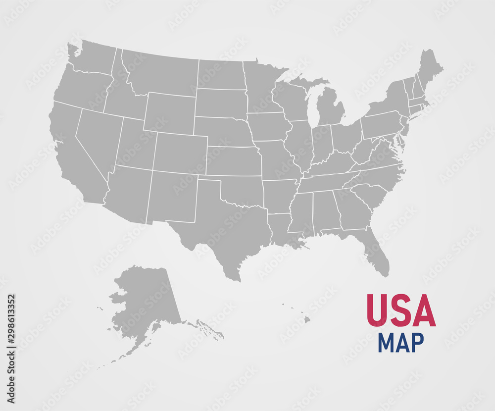 USA state map isolated on white background. Vector illustration.