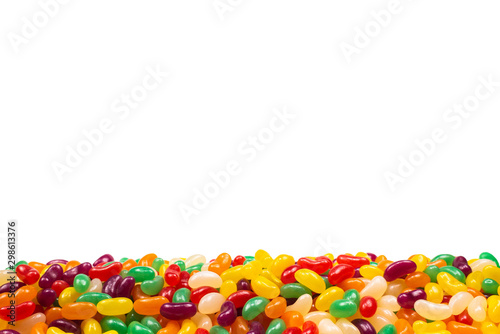 Colorful jelly beans isolated on white.