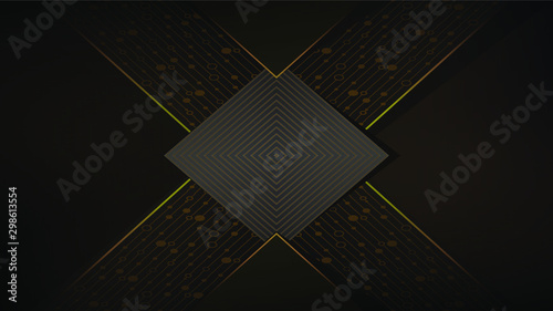 Gold pattern on a black background. Modern art deco.