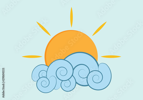 Sol detrás de unas nubes azules.