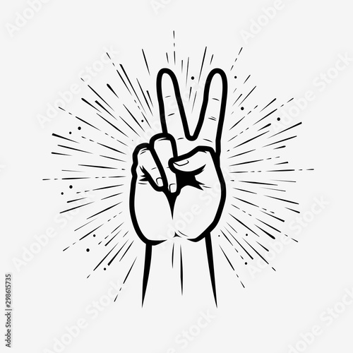 Victory or peace sign in po...