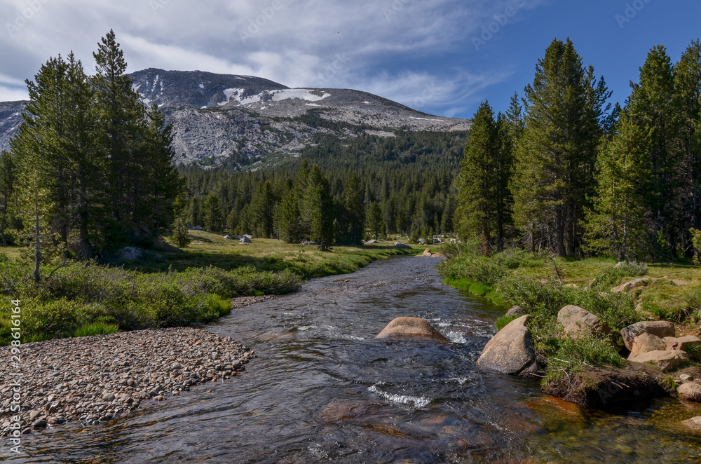 rapids on Dana Fork Tuolumne River and Kuna Crest Peak scenic view from Tioga Pass road (Yosemite National Park, California) rapids on Dana Fork Tuolumne River and Kuna Crest Peak scenic view from Tioga Pass road (Yosemite National Park, California)