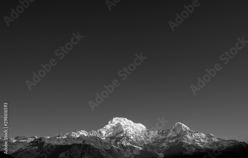 Annapurna mountain, Snow mountain sky, Black and white photo