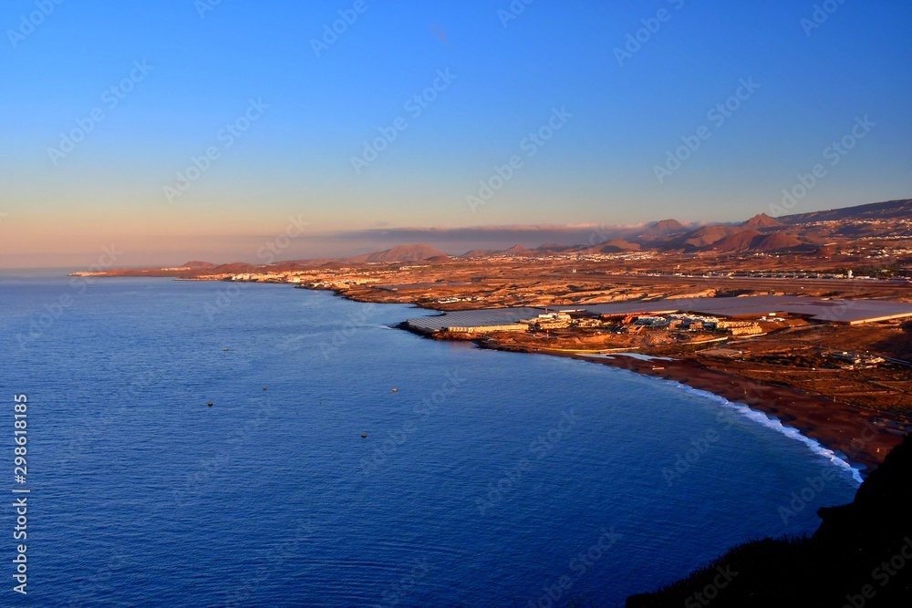 the sun rises on the beach of La Tejita, Granadilla de Abona