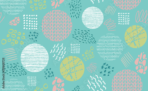Abstract pastel seamless repeat pattern. Perfect for folk modern backgrounds, wallpaper, invitations, packaging design projects. Vector surface pattern design.