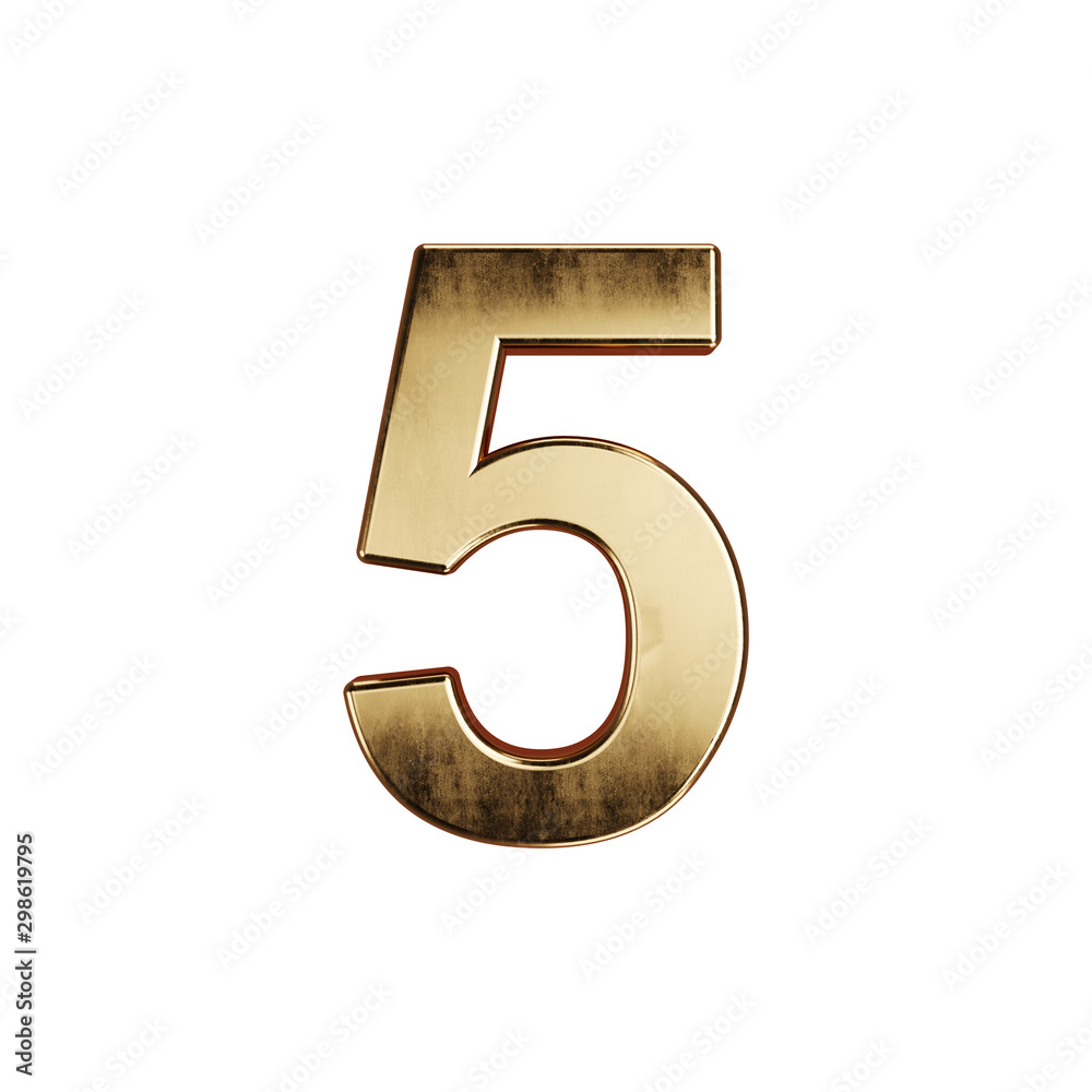 Golden alphabet digit character 5 font Golden alphabet digit character 5 font